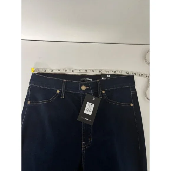 NWT Fashion Nova Jeans 13 Skinny Dark Wash High Waisted Streetwear Minimalist - Picture 7 of 14